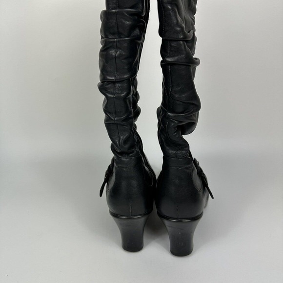 DANSKO Womens 8.5 Brinkley Ruched Knee-High Heeled Boot Black Nappa Leather 39 - Picture 5 of 12